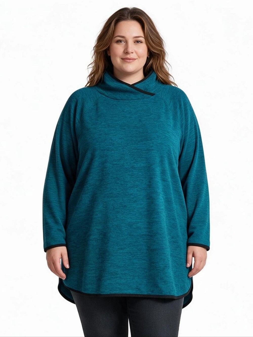 Tek Gear Essential Gear Microfleece Cowl Neck Tunic Womens XXL Heather Teal